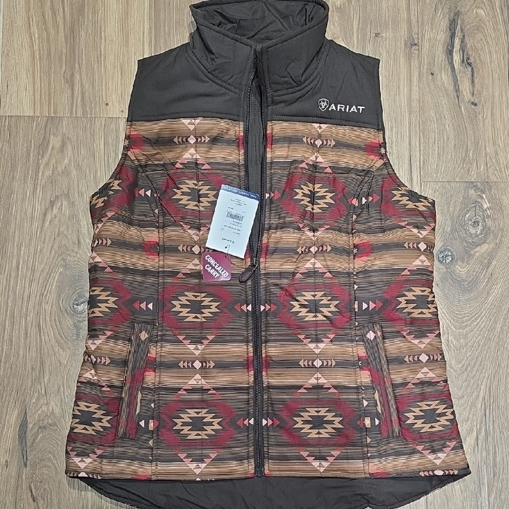 Ariat Women's Patterned Vest - Brown and Red